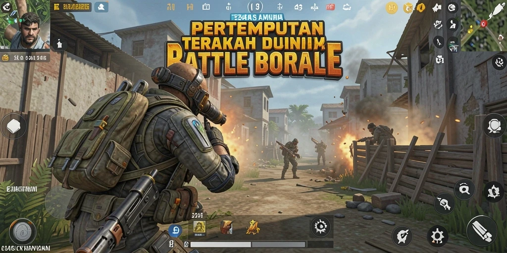 Screenshot utama 234E menunjukkan aksi intens Battle Royale.