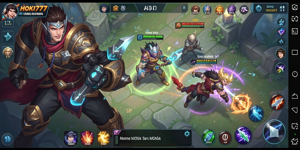 Tampilan aksi seru dalam gameplay MOBA HOKI777.