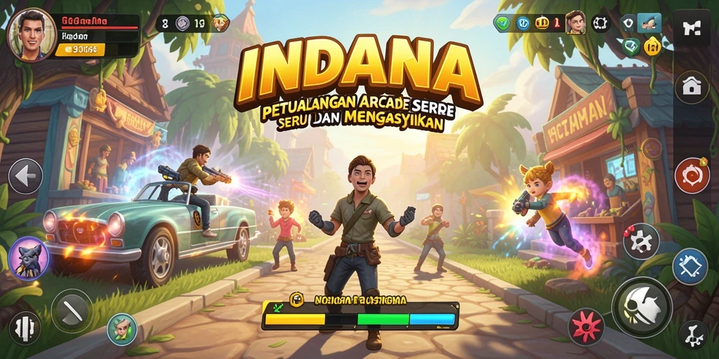 Tampilan gameplay seru di INDAAA dengan petualangan Arcade.